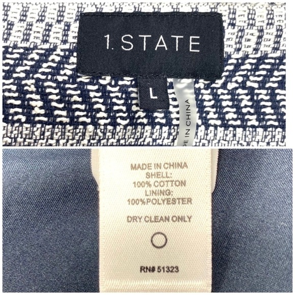 1.STATE Rustic Fringe Stripe Tweed Jacket Blue / White 51323 - Picture 6 of 7